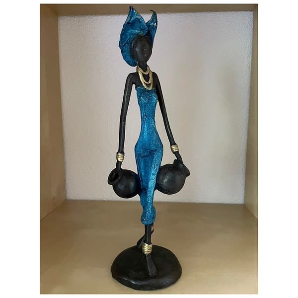 AfricanArt vrouw in blauwe jurk